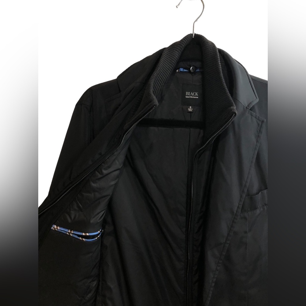 Black Saks Fifth Avenue Water Repellent Blazer Coat Jacket Mens Small Workwear - Picture 2 of 14